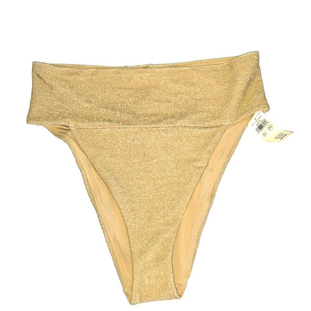 Aerie American Eagle Gold Glitter Swim Bathing Suit Bottoms NEW Large L $29.95
